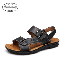 New arrival 2016 summer male sandals men genuine leather shoes open toe sandals slippers fashion casual cowhide beach shoes