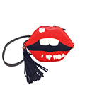 Hot Red Lips Messenger Bags Teeth Leather Girls Cute Beach Bag Fashion Famous Brand Designer Tassel
