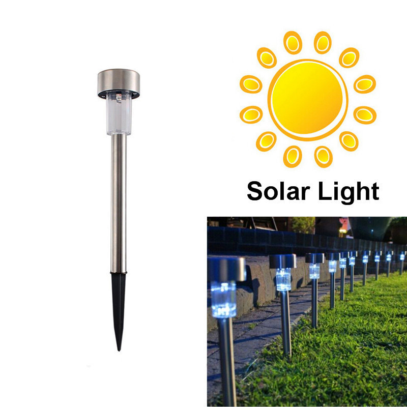 New Waterproof Solar Lamps High Quality Stainless Steel Spot Light Landscape Outdoor Garden Path LED Lawn Spotlight Lamp