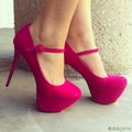Hot Pink Thin High Heel Closed Round Toe Platforms Slip ons 14cm High Heel Stilettos Fashion