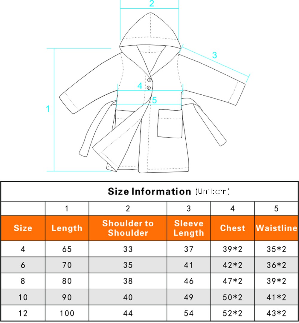 Размер детского халата