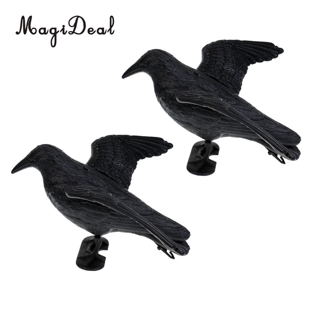 1 Pair Realistic Full Body Crow Raven Hunting Decoy Scarer Greenhand Gear 