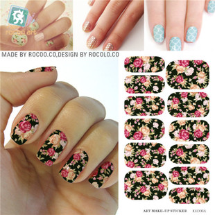 Image of K5708B Water Transfer Nails Art Sticker Pink Red Rose Flowers Design Nail Sticker Manicure Decor Tools Cover Nail Wraps Decals