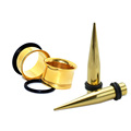 2pair Gold Stainless Steel Ear Plugs Tunnels with Ring Flesh Ear Skin Expander for Earlet Stretcher