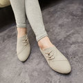 Casual Women Shoes Women Nubuck Leather lace Up Flat Shoes Handsome Head Toe Shoes Big size