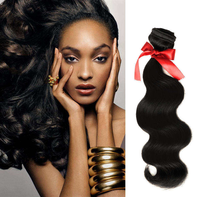 Image of EVET Brazilian Virgin Hair Body Wave Hair Weaving Extension 100g/pcs 100% Human Hair Wave Brazilian Hair Weave Bundles