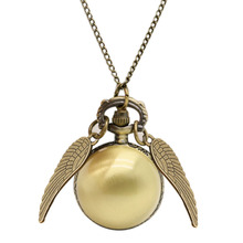 Fashion Harry Potter Pocket Watch Necklace Quidditch Quartz Digital Pendant Watch Chain Steampunk Wings Clock
