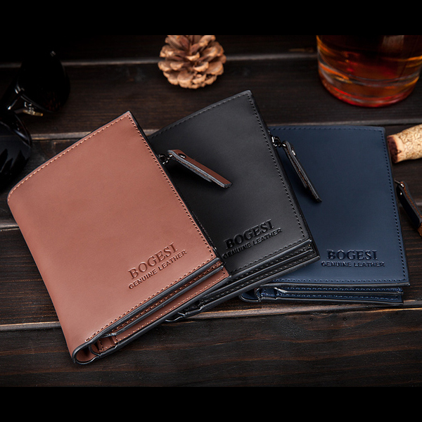 Image of 2015 New Arrive Leather Wallet Men Zipper & Hasp Short Wallets Solid Color High Quality Male Money Purse Card Holders Mobile Bag