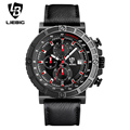 LIEBIG Men Quartz Wristwatches Red Fashion Military Sports Watches Leather Strap Timing Waterproof Relogio Masculino ZHG161015