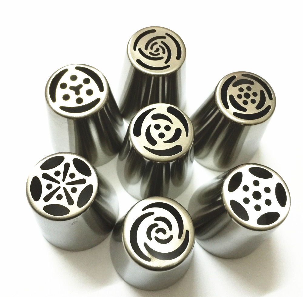 Image of 7PCS Stainless Steel Russian Tulip Icing Piping Nozzles Pastry Decorating Tips Cake Cupcake Decorator Rose Kitchen Accessories