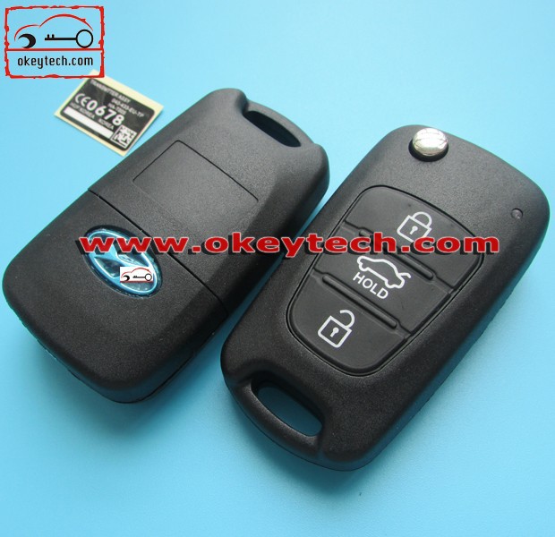 (Hyunday KS21) Hyundai 3 buttons flip remote key shell
