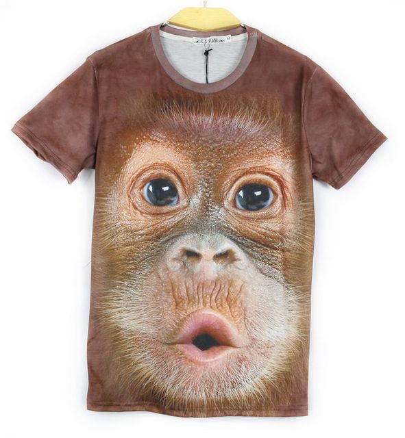 Мужчины / женщины Harajuku 3d футболки с днем обезьяна принт короткий рукав Tshirt лето стили животное свободного покроя t рубашка хип-хоп уличная одежда