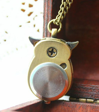 Vintage Owl pocket watches Unique antique fashion alloy vivid pendent necklace quartz watch women dress accessories