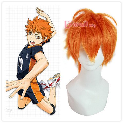 Image of 3 Style 25cm Men Short Synthetic Hair Orange Wig Koushi Sugawara Nishinoya Yuu hinata haikyuu Anime Cosplay Wig