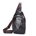 2016 Guaranteed 100 Cowhide Genuine Leather Zipper Chest Diagonal Package Shoulder Tote Messenger Men Business Handbags
