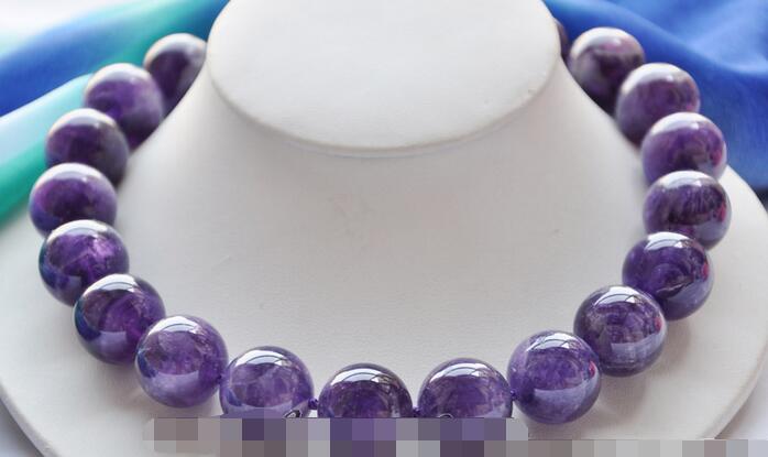 song voge gem nanJ1416 natural amethyst round beads Necklace