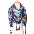 110cm 110cm Women 2016 New Fashion Bohemian Ethnic Wind Style Geometric Grid Striped Hand Made Tassels