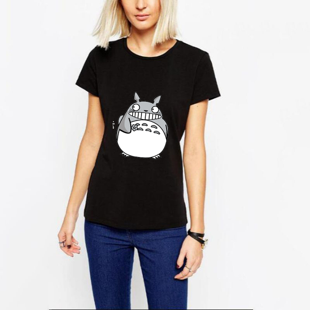 Новый Женский Футболка Летом Стиль Harajuku Печати Животных Тоторо Тис Печатные Camisetas Mujer Основывая Топы