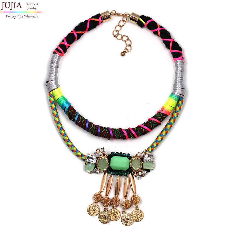 Nuevo 2017 z moda mano hacer monedas cadena de la cuerda colgante de collar y colgante