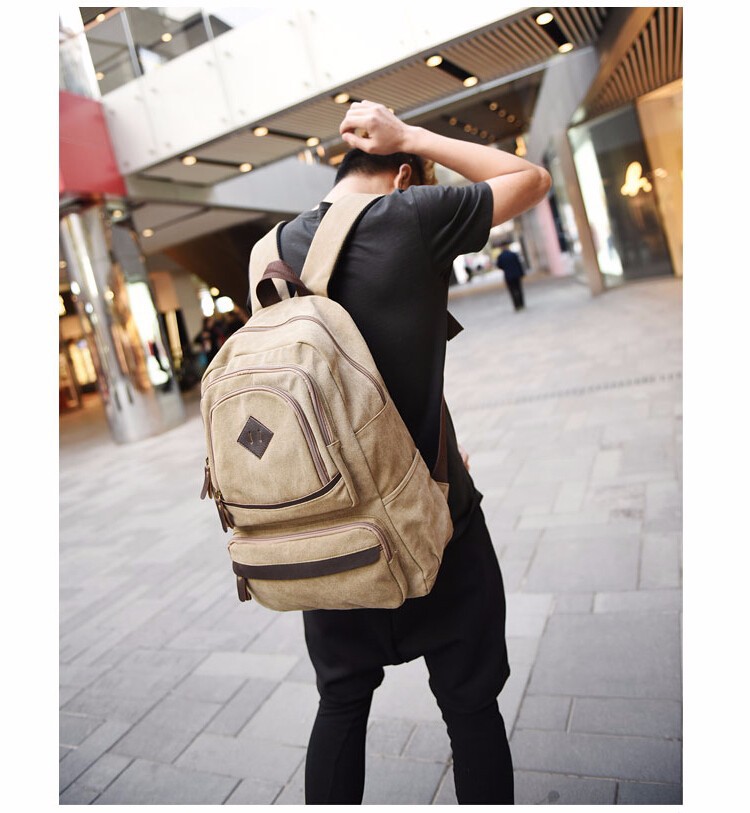 Fashion Cute Pig Nose Vintage High quality boy school bag Casual Travel Bags men Canvas Backpack (22)