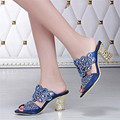 2016 New Summer Blue Shoes With Diamond Rhinestone Sandals Size 11 Fashion Sexy High Heeled Slippers