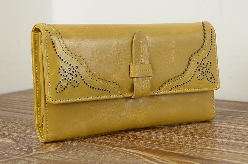 Imported Grain Leather Korea Style Burnished Leather Women's Long