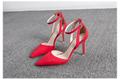 2016 summer new fashion suede high heels pointed fine with sexy high heeled sandals hollow casual