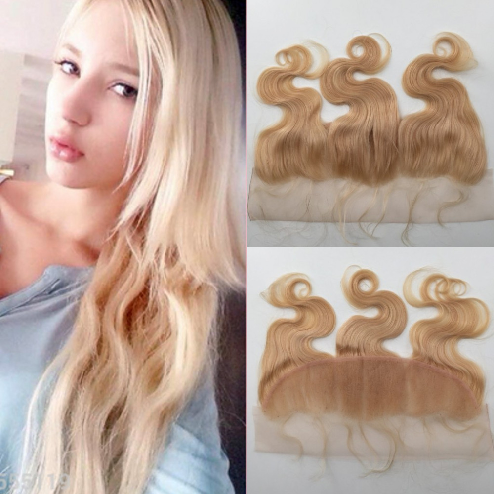 Фотография Brazilian Lace Frontals 613 Blonde Body Wave Hair Lace Frontal Wavy Brazilian Hair Blonde Frontal 13x4 Cheap Price