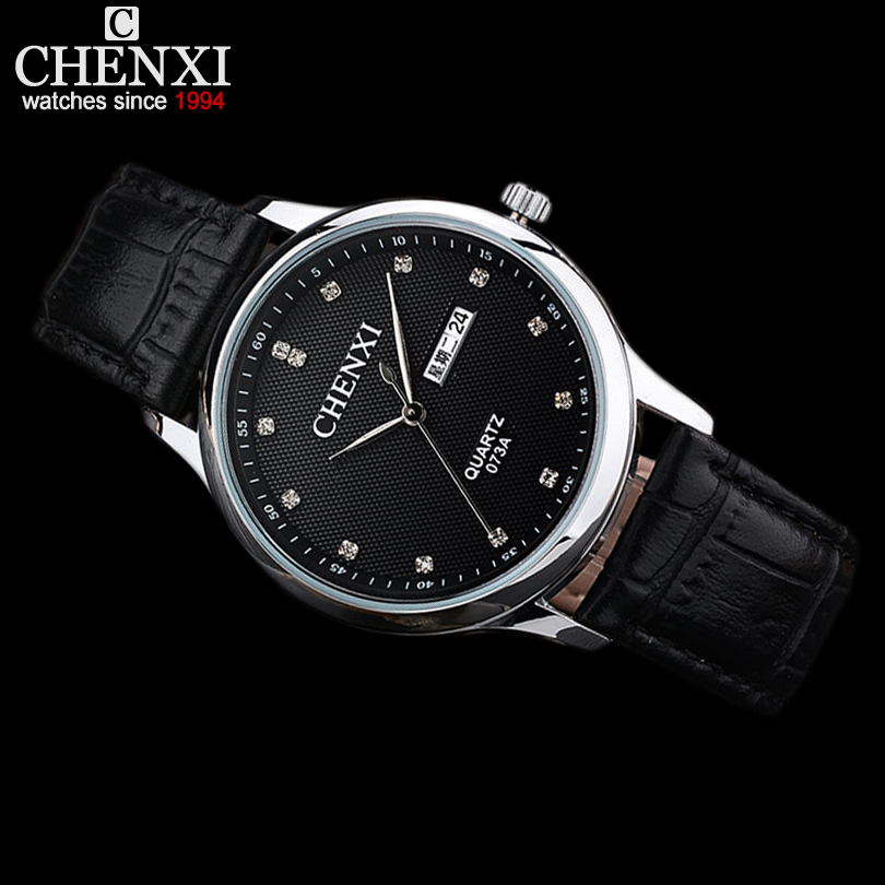 CHENXI Brand Luxury Watch Men Analog Quartz Wristwatches With Black Leather Strap Date Clock Fashion Casual Mens Watches Relojes