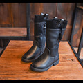 2017 new Winter Girls Shoes Casual Tall Boots Kids Thickening With Velvet Leather Shoes Brown Black