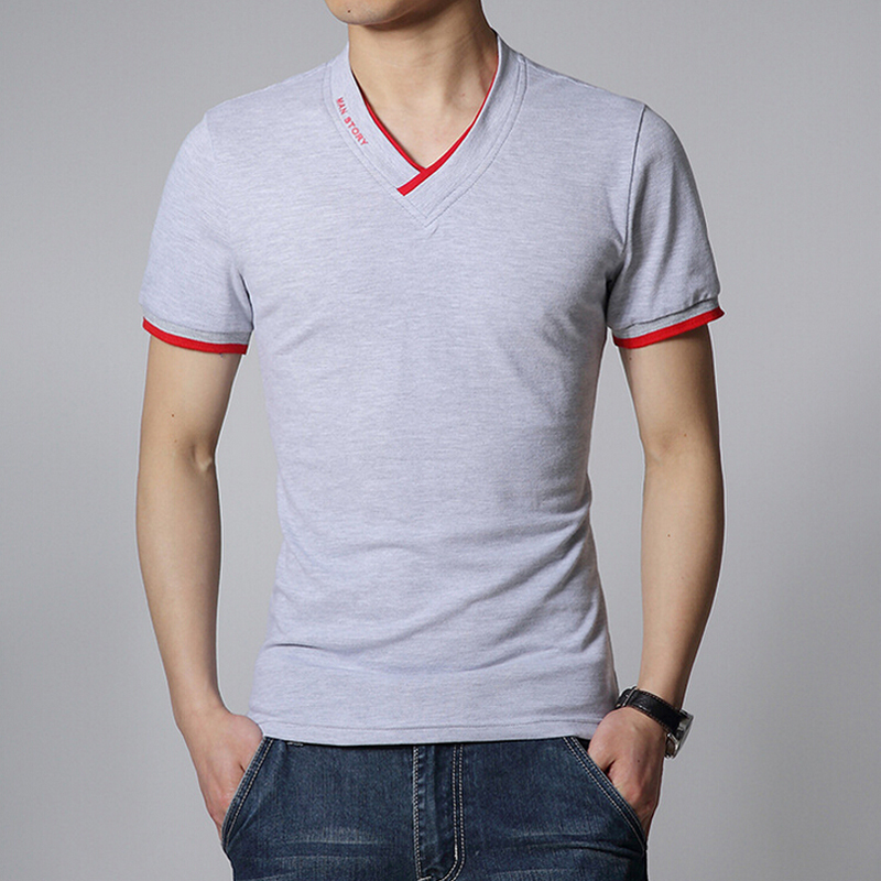 2016 Men's t-shirt High Quality V-Neck short sleeves Mens t shirts Fashion Casual printing t-shirt m
