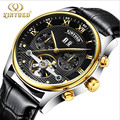 2017 Luxury Brand KINYUED Tourbillon Automatic Mechanical Watch Men Waterproof Luminous Watch Calendar Leather Wrist Watches