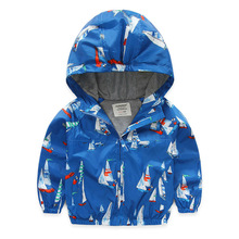 2016 Spring Fall Boys Outerwear&Coats Kids Sailing Pattern Jackets Handsome Casual Active Hooded Children Clothing