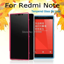 Tempered Glass Flip cover Soft silicone Anti skid TPU dustproof plug case for Xiaomi HongMi note