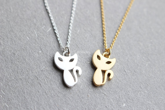 Cat necklace , Kitty necklace, Kitten, Animal necklace, Bridesmaid jewelry, Everyday necklace, Wedding necklace.jpg