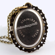Bronze White Lady Beauty Quartz Pocket Watch Necklace Pendant Girl Women P62