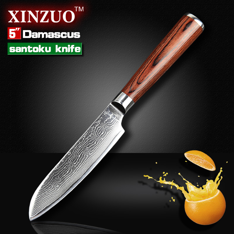 5 santoku knife Japanese VG10 Damascus stainless steel kitchen knife sharper chef knife with color wood