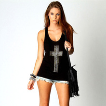 2016 Formal Cotton Women Tank Tops For Summer Formal Appliques Sleeveless Long Design Sexy Black White Tops