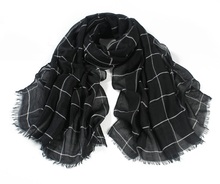 Classic Cotton Plaid Checked Print Black Scarf Large Soft Women Scarves Tassles Big Tartan Delicate Fashion Wrap Shawls C1