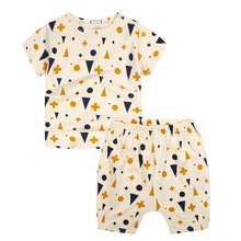 Triangle Children T shirt + Shorts Two Pieces Summer Boys Girls Set Kids Casual Wear Clothing Children Homewear Boy Leisuresuit