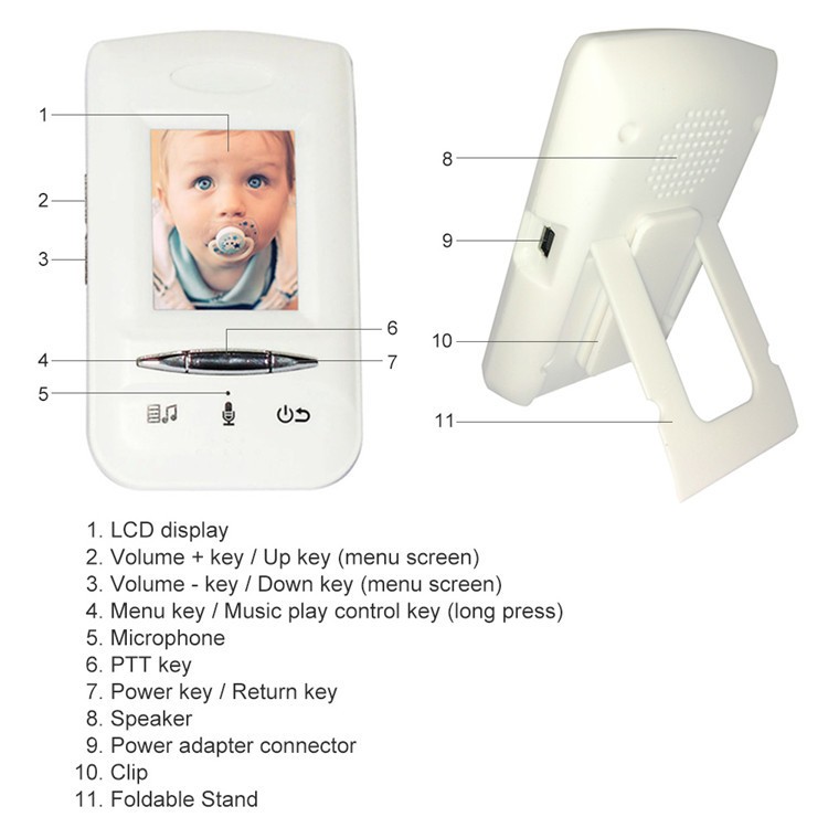 Wireless Digital Baby Video Monitor Support Intercom Temperature Display Music Player 2.0 Inch LCD Electronic Baby Camera Monitors (1)