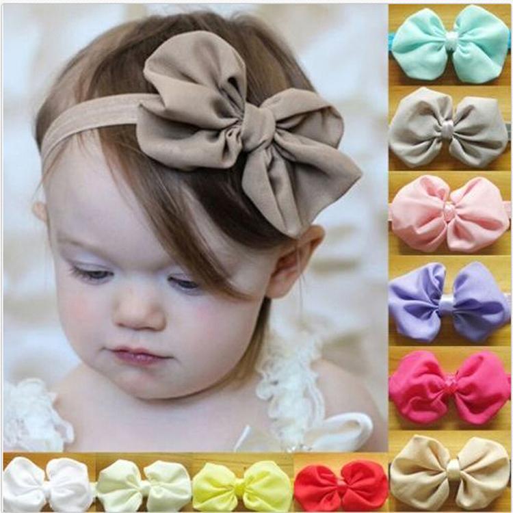 Image of Hair Styling 14 Colors Newborn Baby Girls Chiffon Bowknot Headband Bow Hairband Bandeau Wholesale BB-265