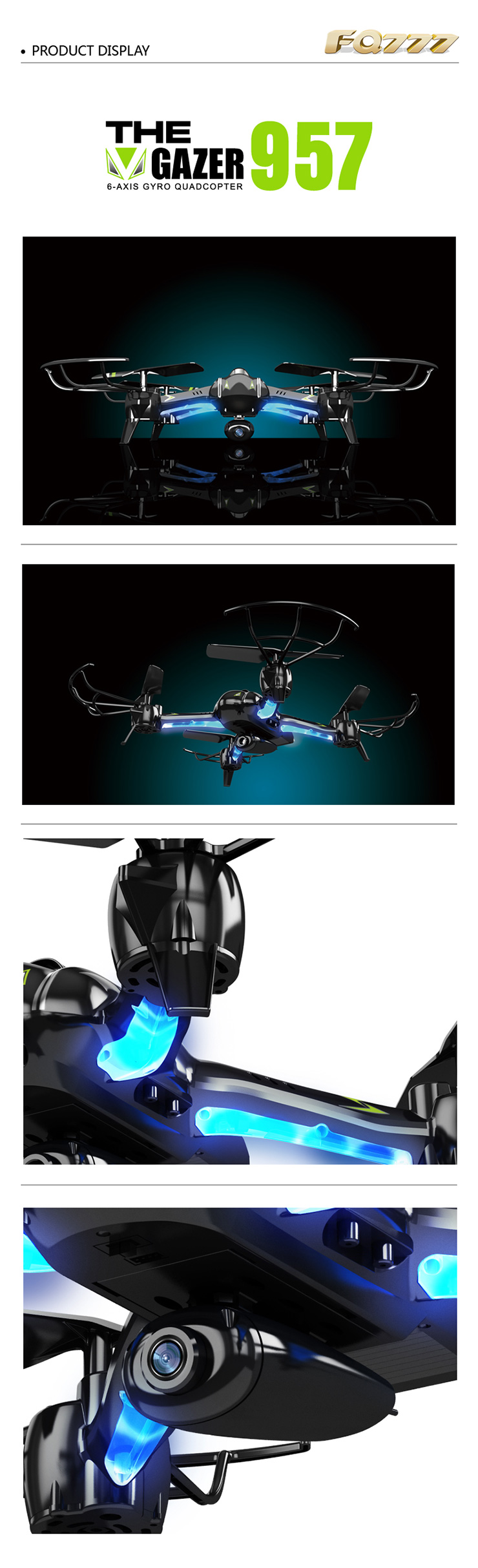 FQ777 Gazer 957C 6-axis Gyro Headless Mode With 2MP Camera RC Quadcopter RTF 2.4GHz