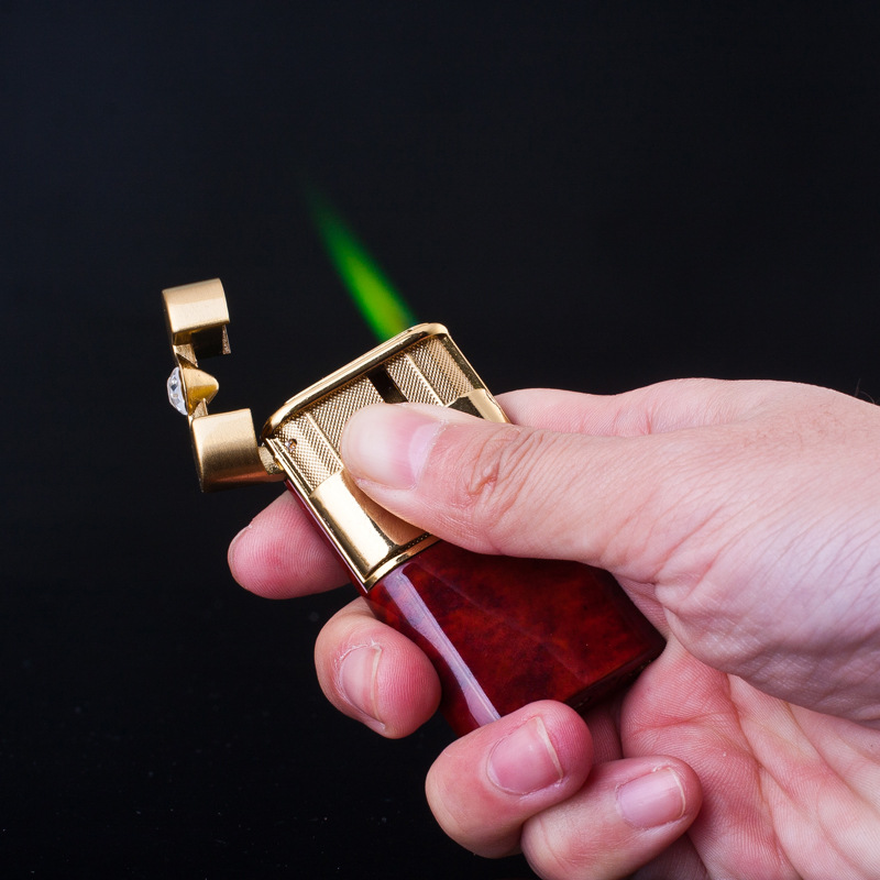 Top Quality Classic Metal Carving Crystal Lighter women Smoking Green