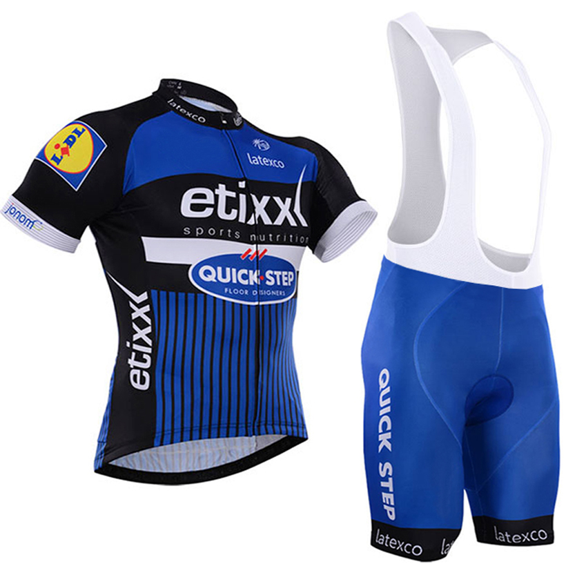 Image of 2016 etixx team pro cycling jersey bike gel shorts set 100% polyester quick-dry & breathable quick step bicycle clothing suit