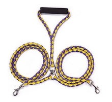 Free Shipping The New Listing Small Medium Big Cute Padded Nylon Double Walking Dog No-Tangle Dual Leashes For Two 2
