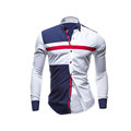 New Fashion Brand Men Shirts Slim Fit Long Sleeve Shirt Men Patchwork Cotton Casual Shirts 2