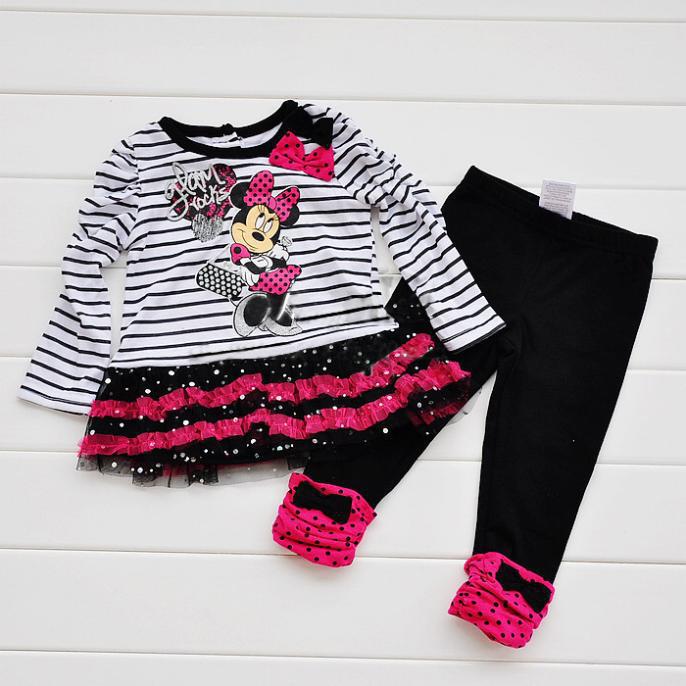 Children's clothing sets baby Girl's  summer clothing sets suit sets stripe short-sleeve t-shirts+dot pants freeshipping
