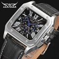 Jaragar Men Watch Automatic Mechanical Wristwatch Leather Band SQUARE dial watch luxury brand watches with gift