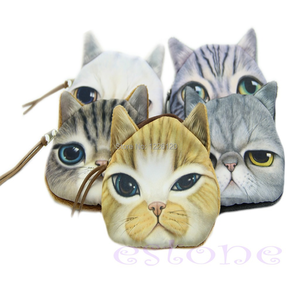 Image of W110- Children Mini Cute Cat Face Zipper Case Coin Kids Purse Wallet Makeup Bag Pouch Free Shipping